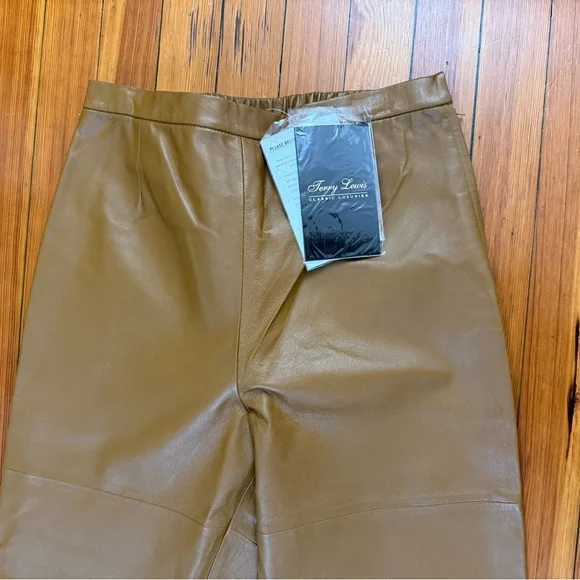 VTG Terry Lewis Classic Luxuries 100% Leather Brown Trouser Size 12 - Picture 4 of 10